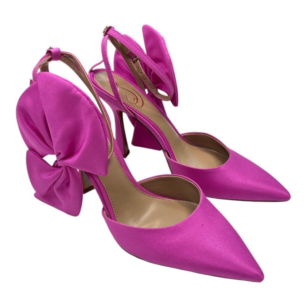 Sam Edelman Halie Dahlia Pink Satin Bow Heels Womens Size 7